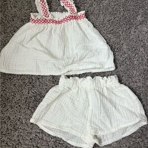Zara Kids White and Red Matching Set